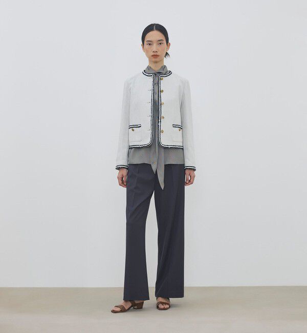 DES PRES「【WEB先行予約】コットンオックスフォード スパンコールブレードジャケット」|ノーカラージャケット|