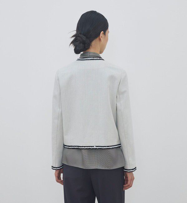 DES PRES「【WEB先行予約】コットンオックスフォード スパンコールブレードジャケット」|ノーカラージャケット|