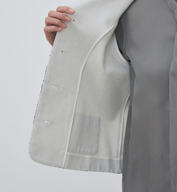 DES PRES「【WEB先行予約】コットンオックスフォード スパンコールブレードジャケット」|ノーカラージャケット|