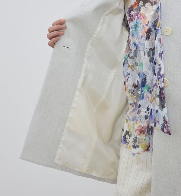 DES PRES「【WEB先行予約】コットンオックスフォード キモノスリーブミディコート」|ノーカラーコート|