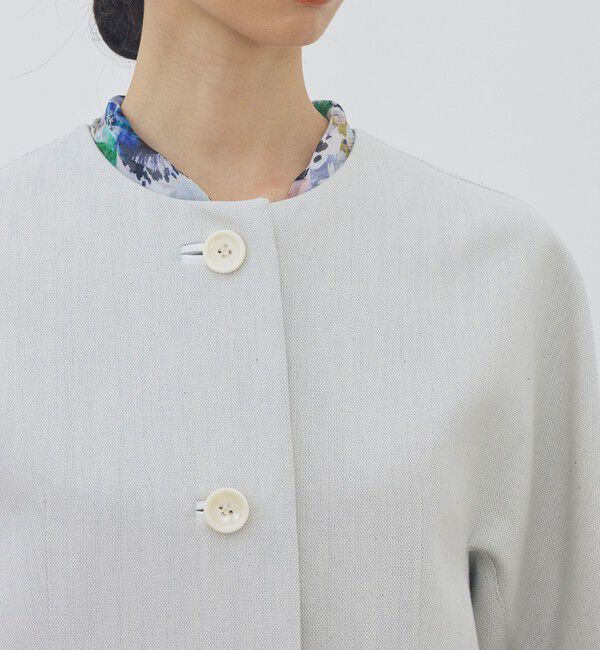 DES PRES「【WEB先行予約】コットンオックスフォード キモノスリーブミディコート」|ノーカラーコート|