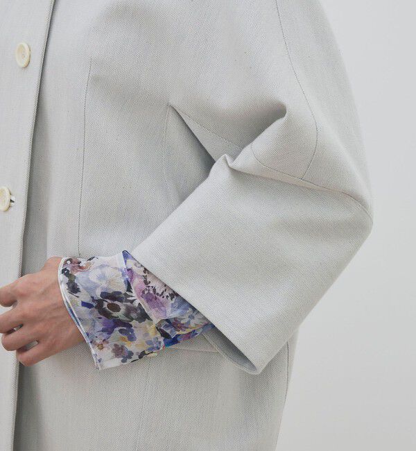 DES PRES「【WEB先行予約】コットンオックスフォード キモノスリーブミディコート」|ノーカラーコート|