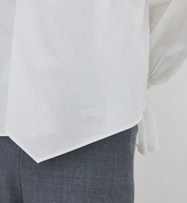 DES PRES「【WEB先行予約】コットンストレッチポプリン ハイネックギャザーブラウス」|シャツ・ブラウス|