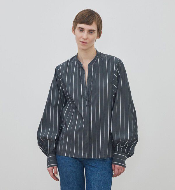 DES PRES「【WEB先行予約】 コットンストレッチポプリン ボリュームスリーブブラウス」|シャツ・ブラウス|