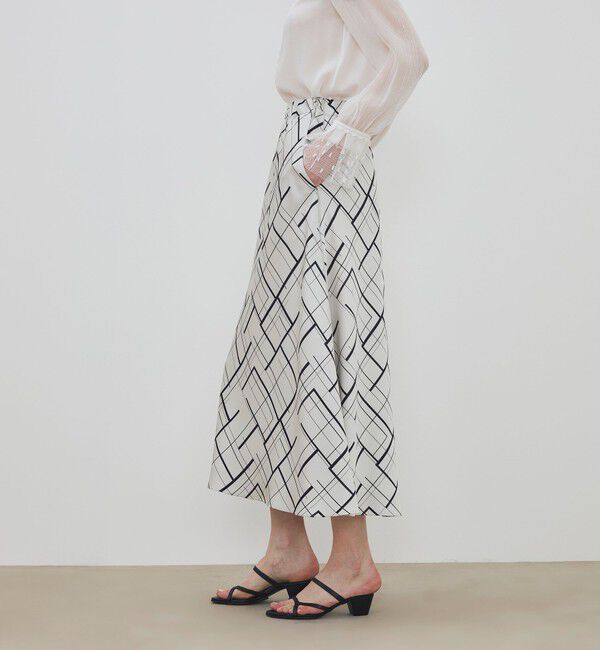 DES PRES「【WEB先行予約】ウィンドウフレームプリント セミマーメイドスカート」|フレア|