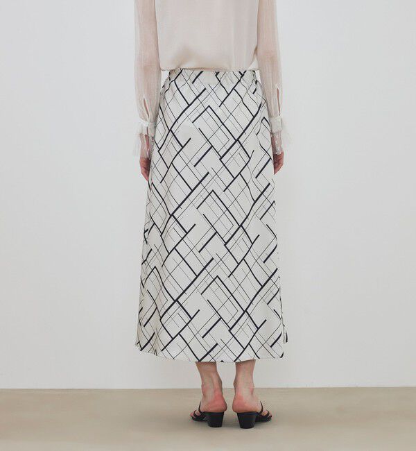 DES PRES「【WEB先行予約】ウィンドウフレームプリント セミマーメイドスカート」|フレア|
