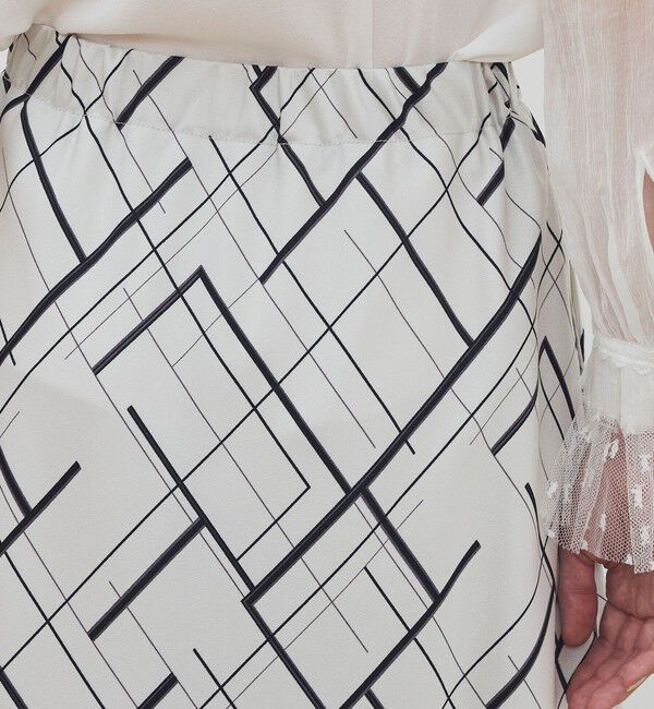 DES PRES「【WEB先行予約】ウィンドウフレームプリント セミマーメイドスカート」|フレア|