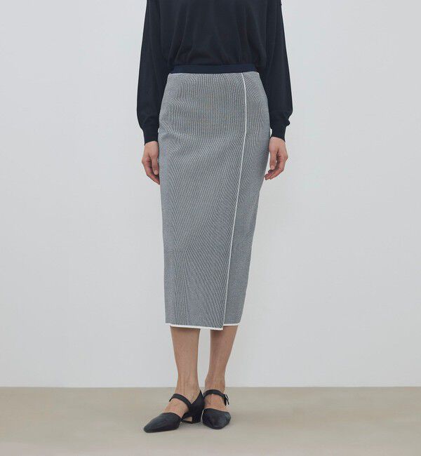 DES PRES「【WEB先行予約】ストレッチダブルジャカード パイピングニットスカート」|タイト|