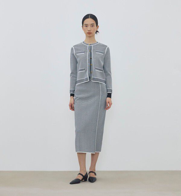 DES PRES「【WEB先行予約】 ストレッチダブルジャカード パイピングクルーネックカーディガン」|カーディガン|