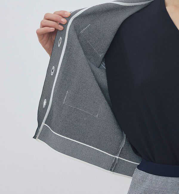 DES PRES「【WEB先行予約】 ストレッチダブルジャカード パイピングクルーネックカーディガン」|カーディガン|