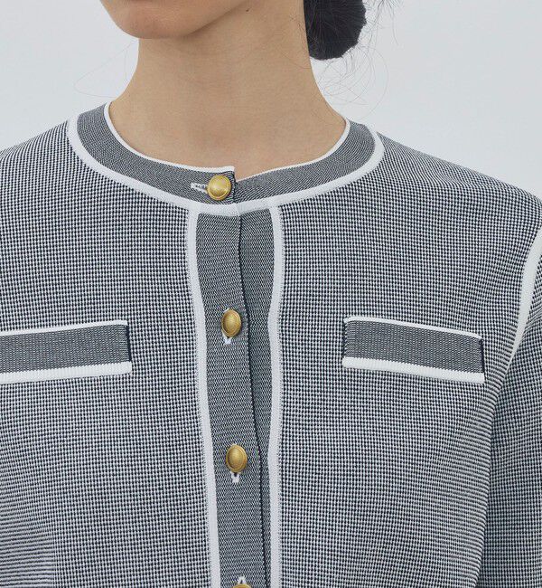DES PRES「【WEB先行予約】 ストレッチダブルジャカード パイピングクルーネックカーディガン」|カーディガン|