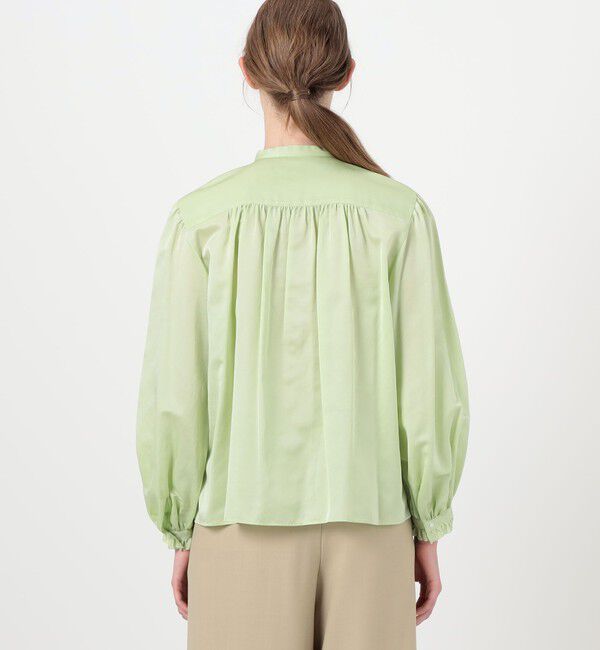 Ballsey「コットンシルクサテン タック＆レースブラウス」|シャツ・ブラウス|