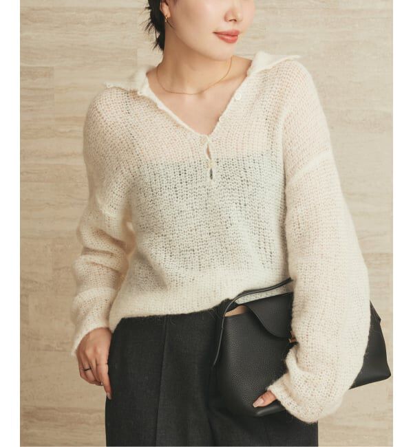 Plage「《追加》ALPACA MIX BUTTON ニット 2」|ニット・セーター|ホワイト