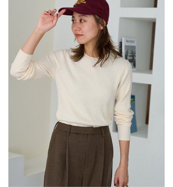 JOURNAL STANDARD relume「ウォッシャブルレーヨンリブクルーネックプルオーバー」|ニット・セーター|
