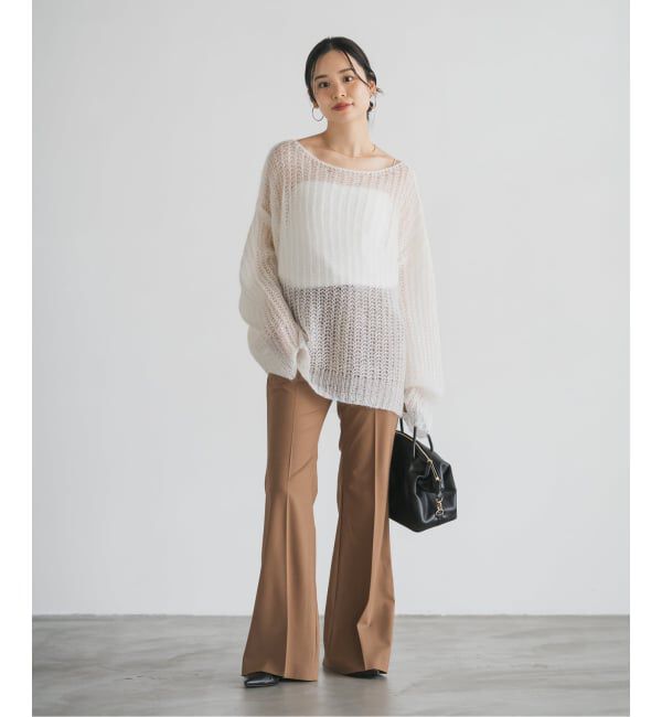 NOBLE「ハイストレッチナローフレアパンツ」|スラックス|