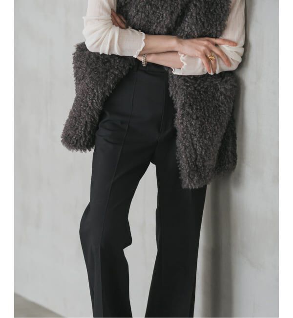 NOBLE「ハイストレッチナローフレアパンツ」|スラックス|