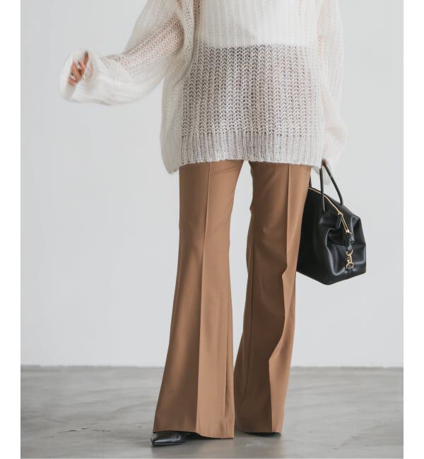 NOBLE「ハイストレッチナローフレアパンツ」|スラックス|