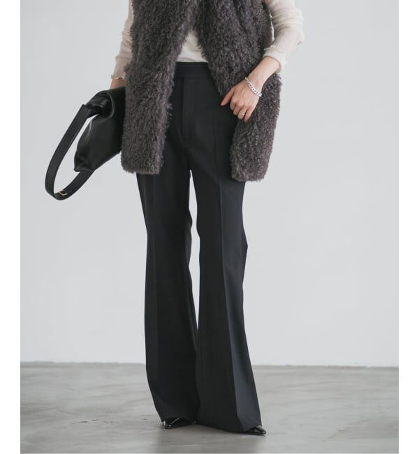 NOBLE「ハイストレッチナローフレアパンツ」|スラックス|