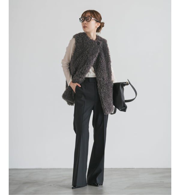 NOBLE「ハイストレッチナローフレアパンツ」|スラックス|