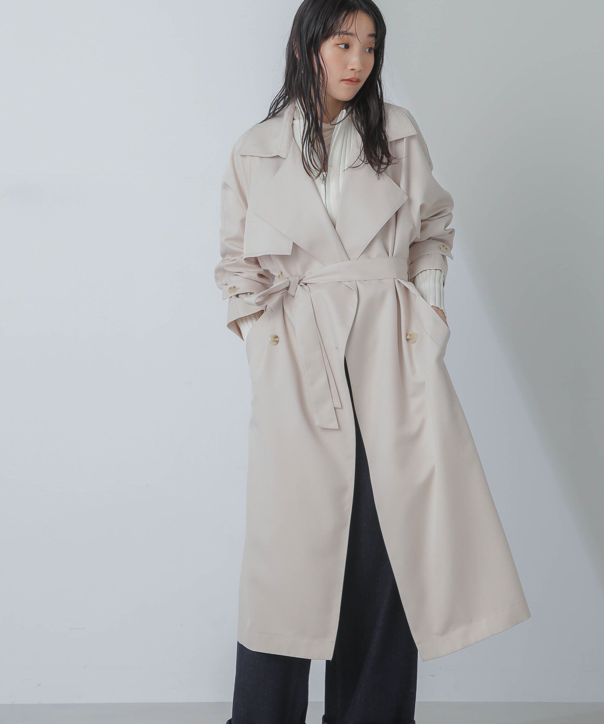 nano･universe「撥水＆花粉ガード加工ドルマンソフトトレンチコート」|トレンチコート|ベージュ