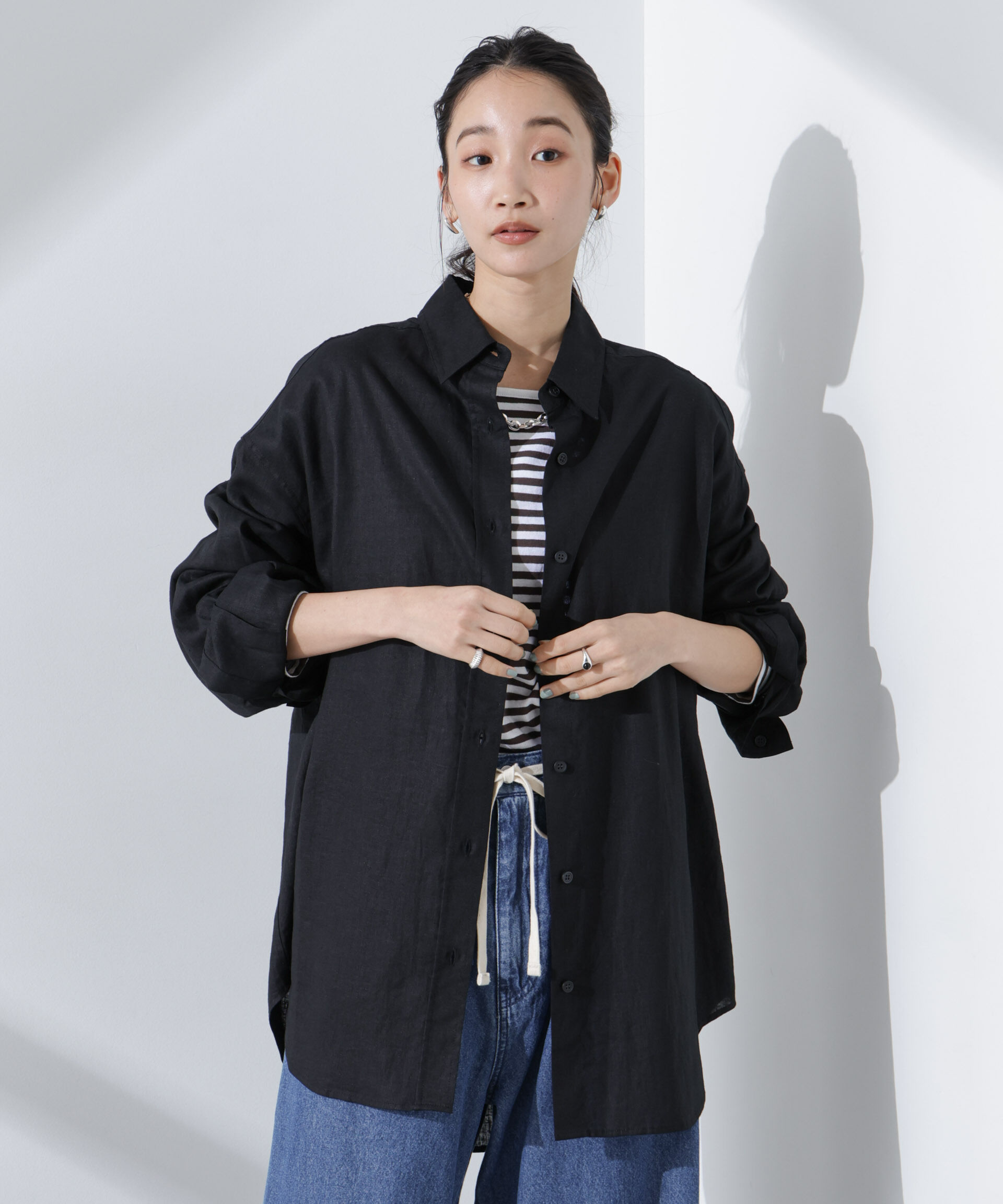 nano･universe「Anti Smell Linen ベーシックワイドシャツ」|シャツ・ブラウス|