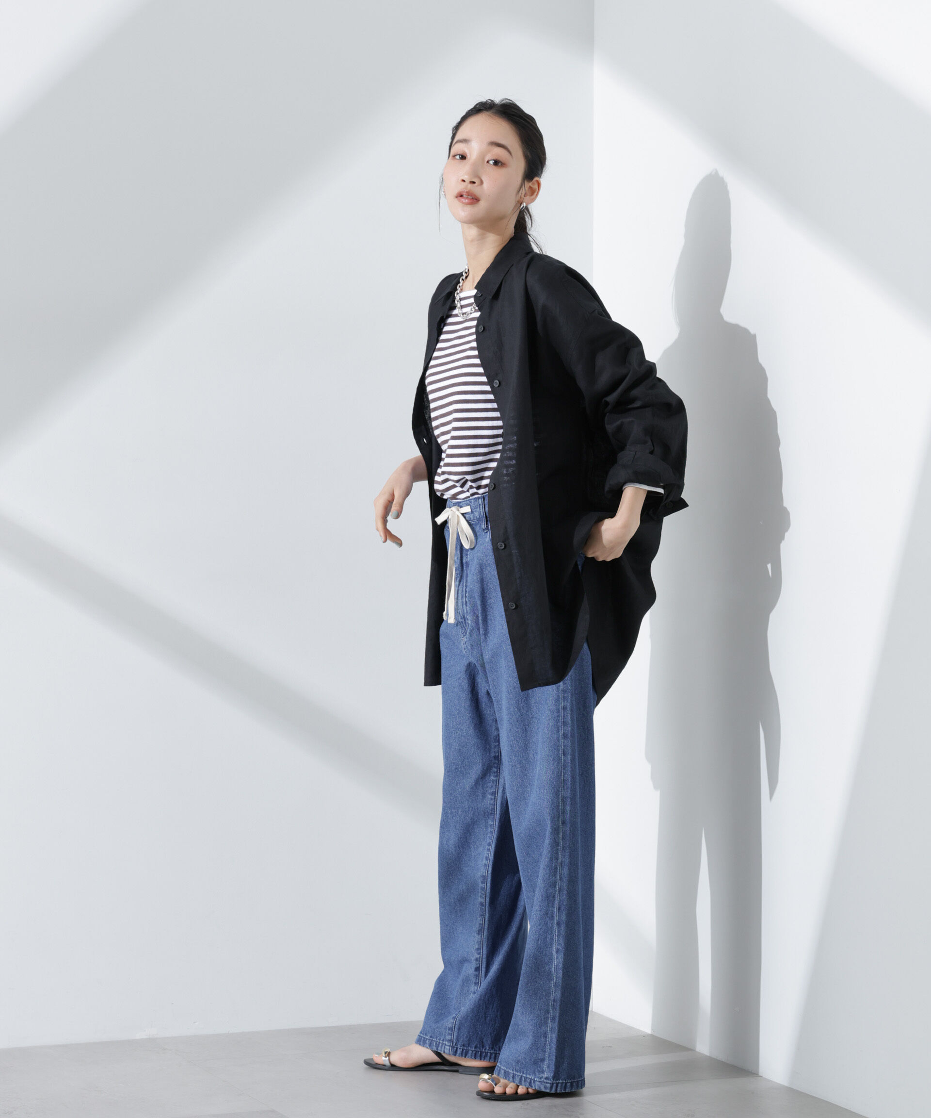 nano･universe「Anti Smell Linen ベーシックワイドシャツ」|シャツ・ブラウス|