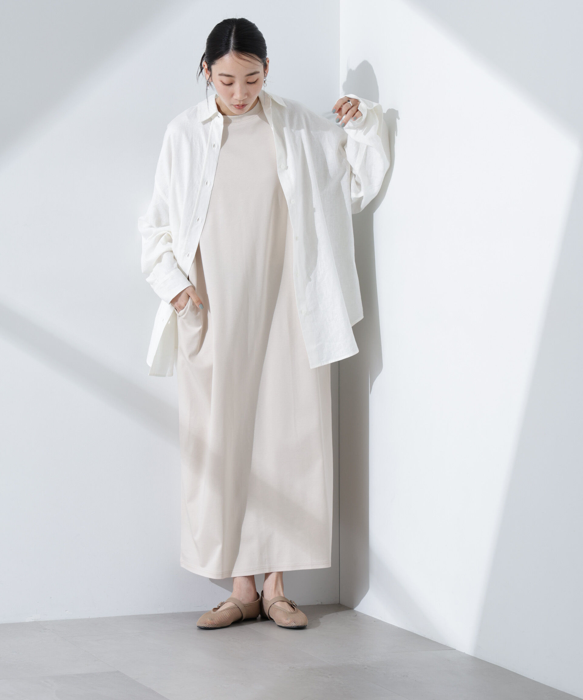 nano･universe「Anti Smell Linen ベーシックワイドシャツ」|シャツ・ブラウス|