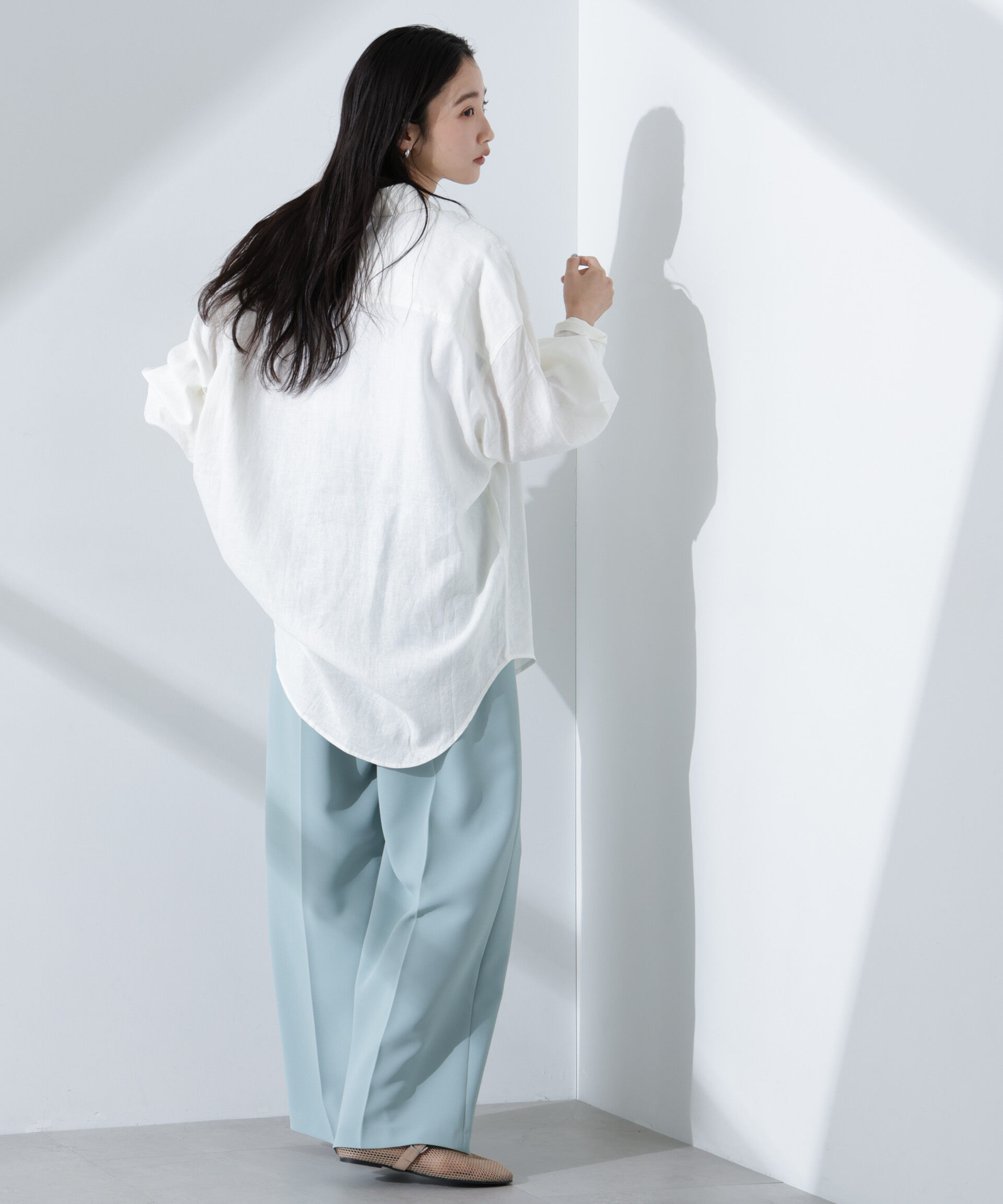 nano･universe「Anti Smell Linen ベーシックワイドシャツ」|シャツ・ブラウス|