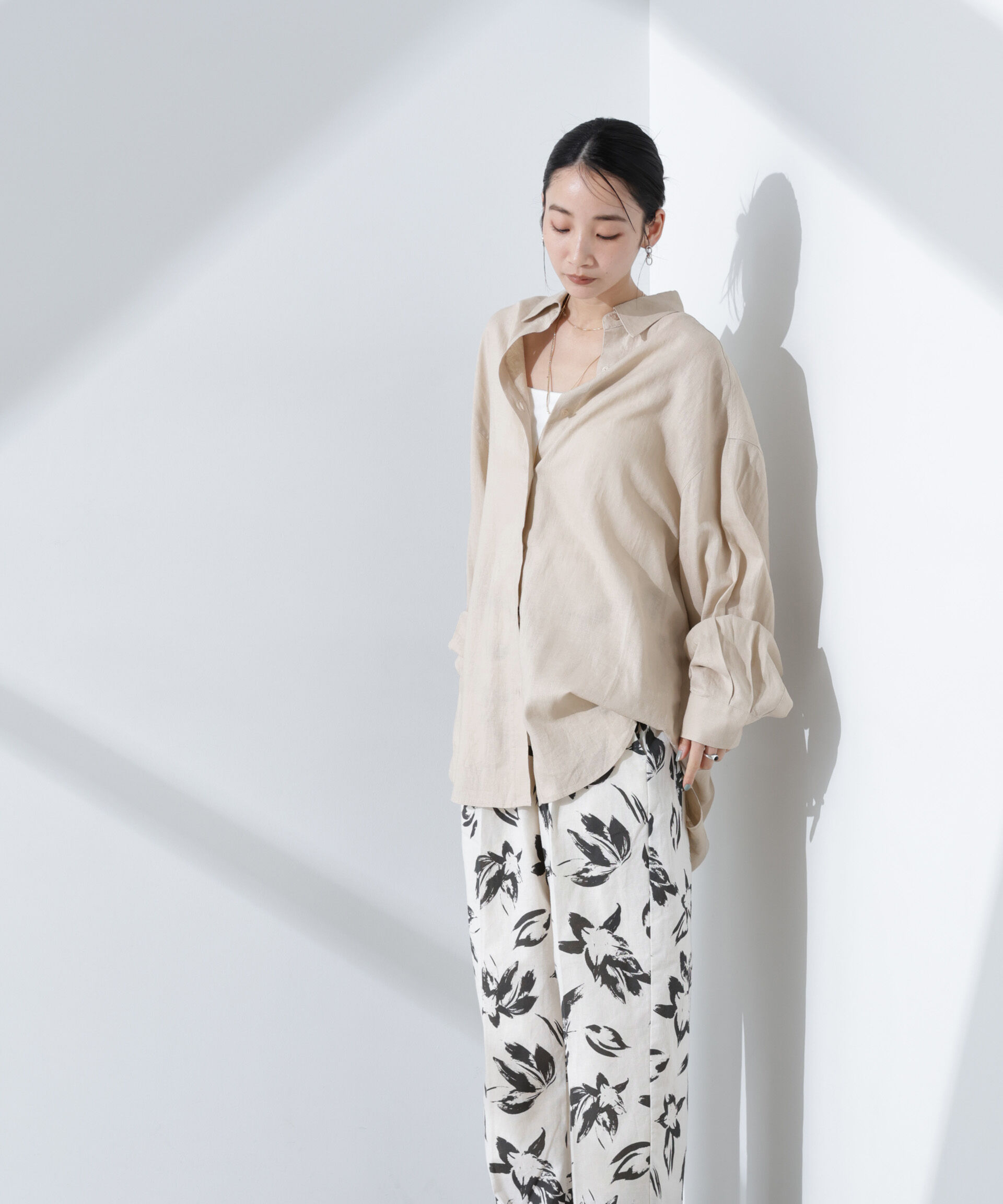 nano･universe「Anti Smell Linen ベーシックワイドシャツ」|シャツ・ブラウス|