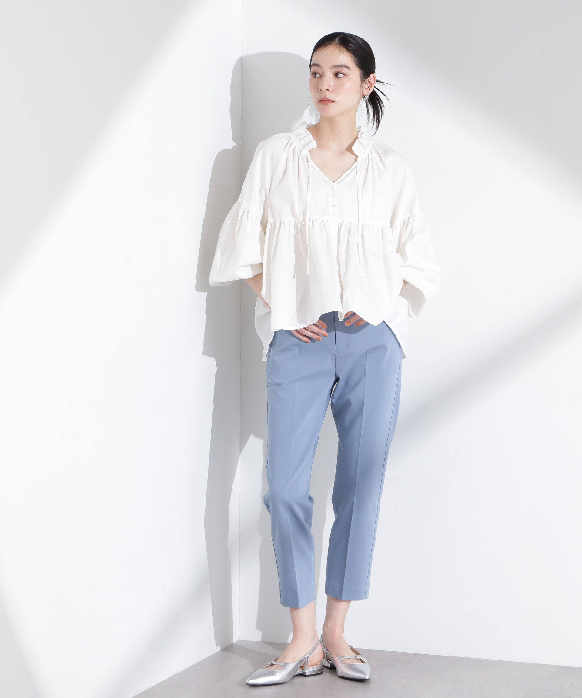 nano･universe「センタープレススリムパンツ」|チノ|