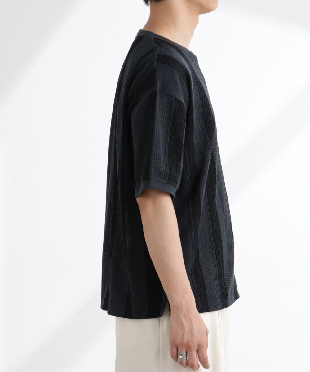 nano･universe「ストライプジャガードTシャツ 半袖」|Tシャツ・カットソー|