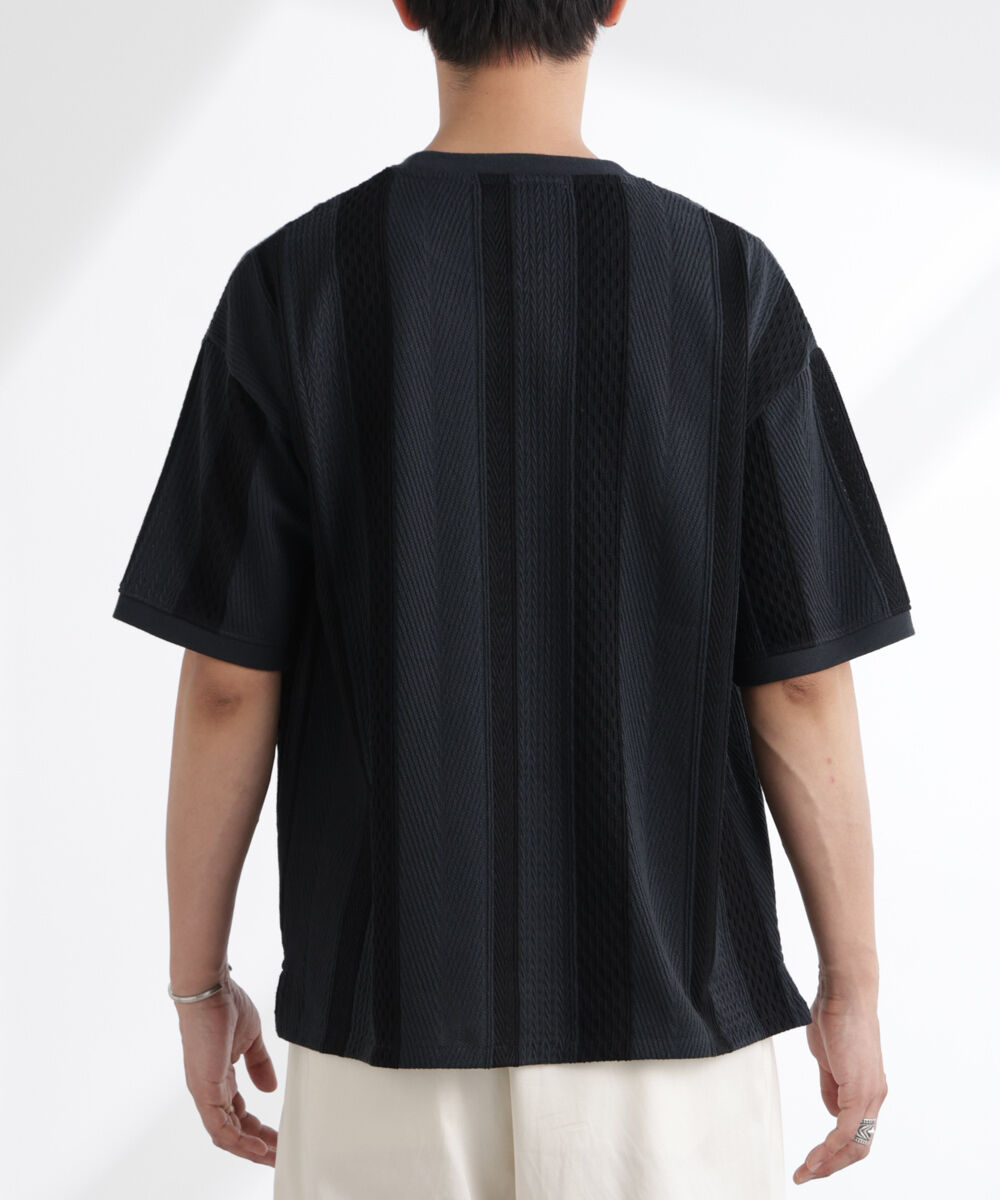 nano･universe「ストライプジャガードTシャツ 半袖」|Tシャツ・カットソー|