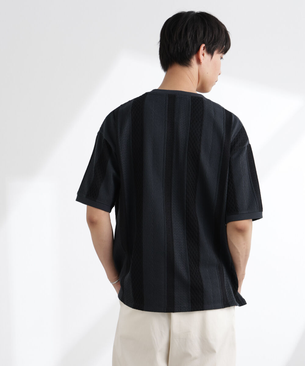 nano･universe「ストライプジャガードTシャツ 半袖」|Tシャツ・カットソー|