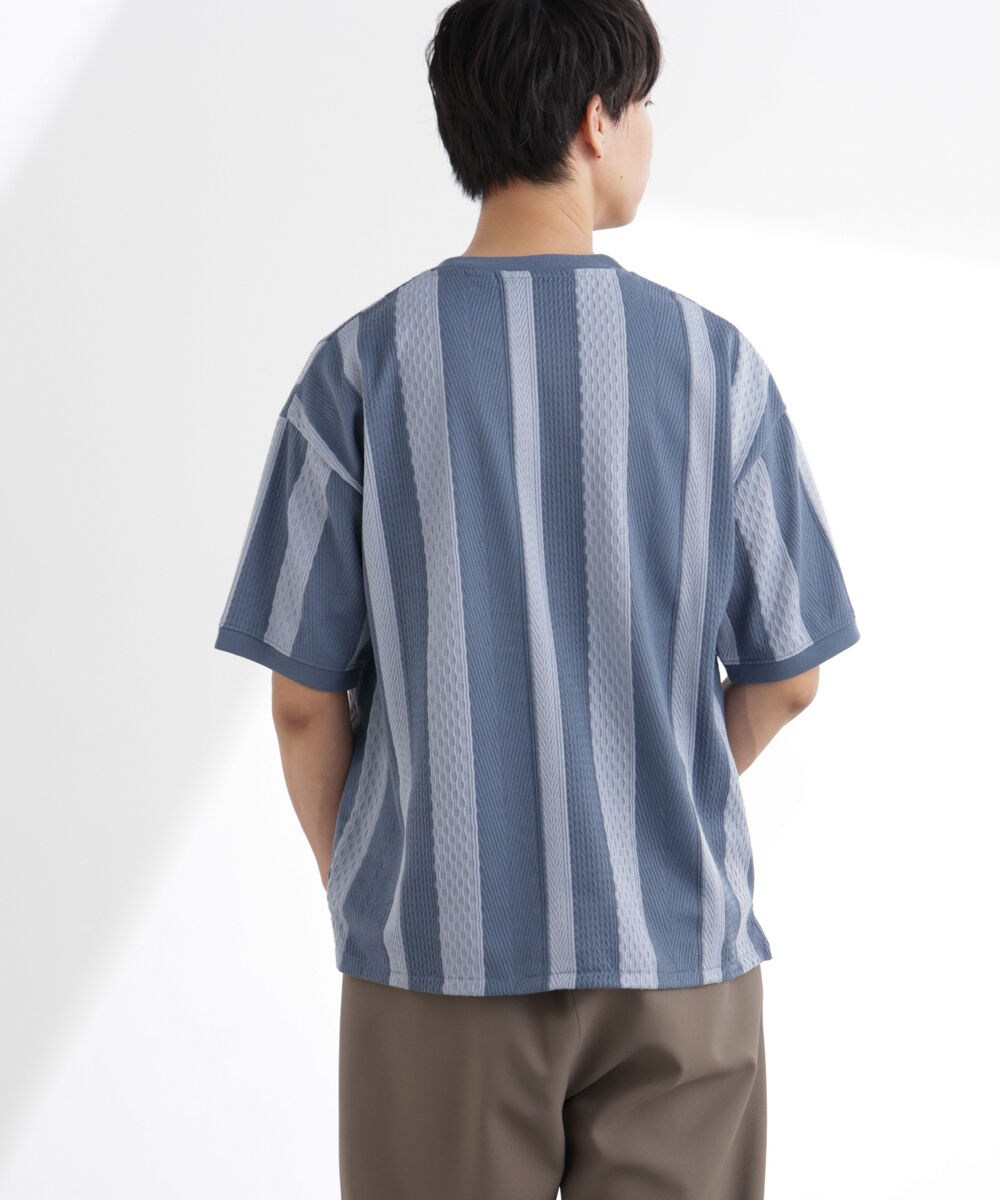nano･universe「ストライプジャガードTシャツ 半袖」|Tシャツ・カットソー|