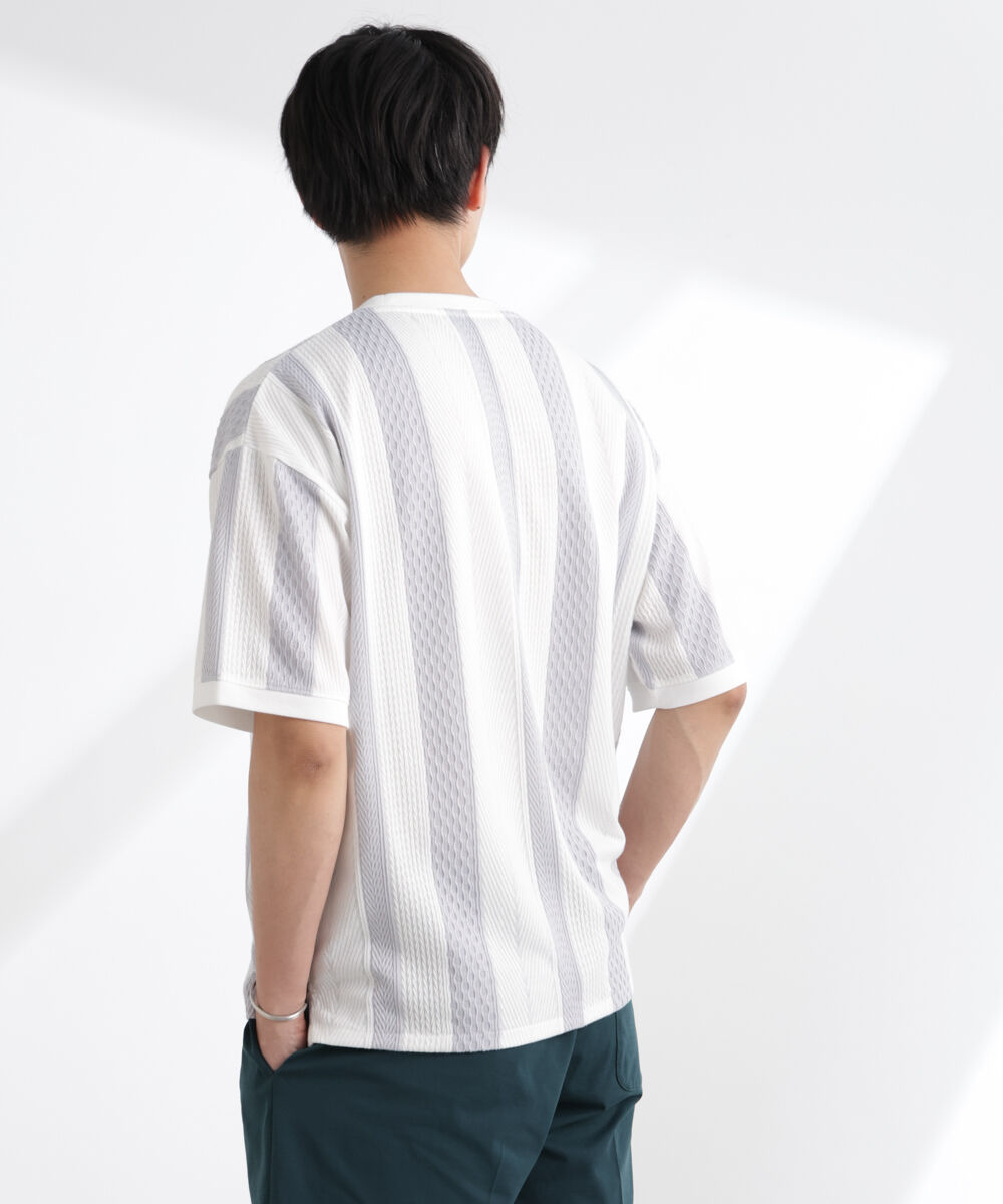 nano･universe「ストライプジャガードTシャツ 半袖」|Tシャツ・カットソー|