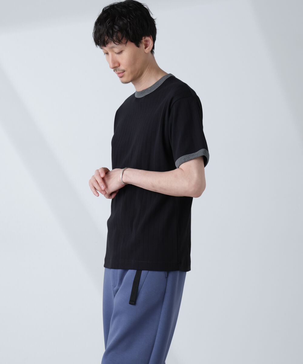 nano･universe「「NJ/CLUB」 針抜きリンガーTシャツ」|Tシャツ・カットソー|