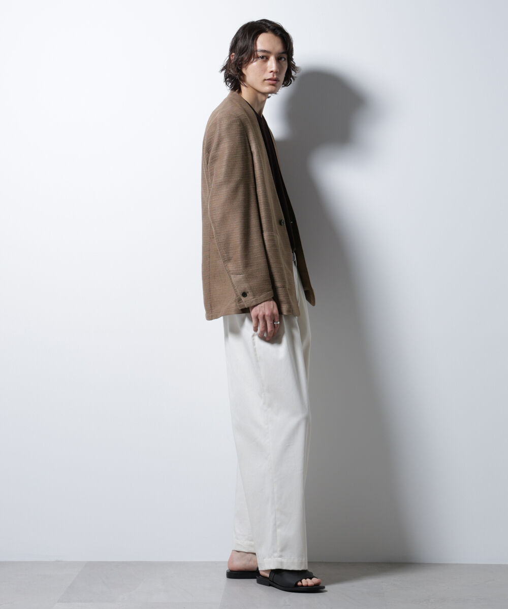 nano･universe「スラブラメ ノーカラージャケット」|テーラードジャケット|