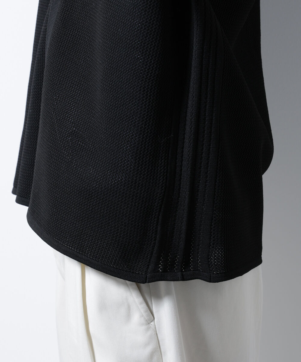 nano･universe「スポンディッシュ メッシュオープンカラーニットシャツ」|ニット・セーター|