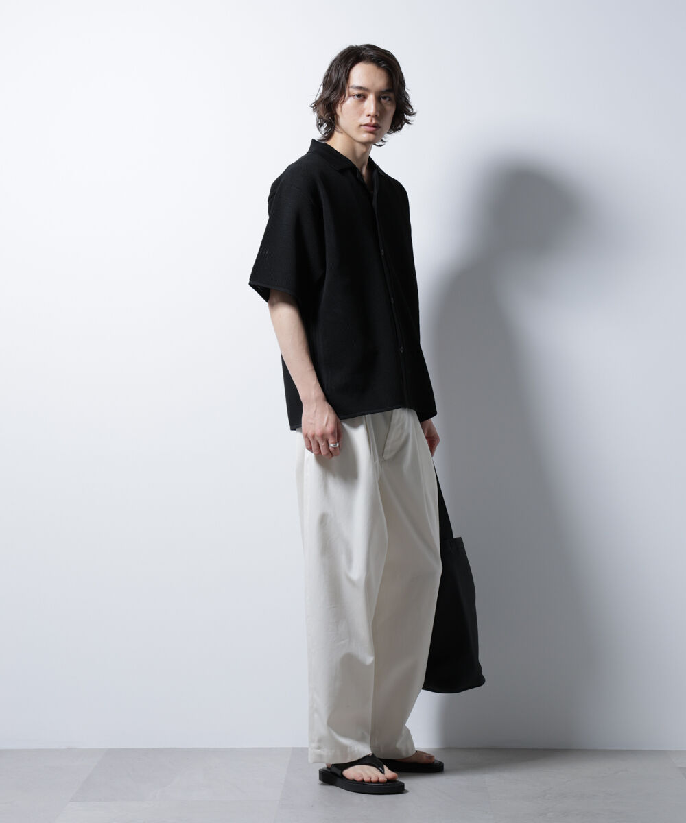 nano･universe「スポンディッシュ メッシュオープンカラーニットシャツ」|ニット・セーター|