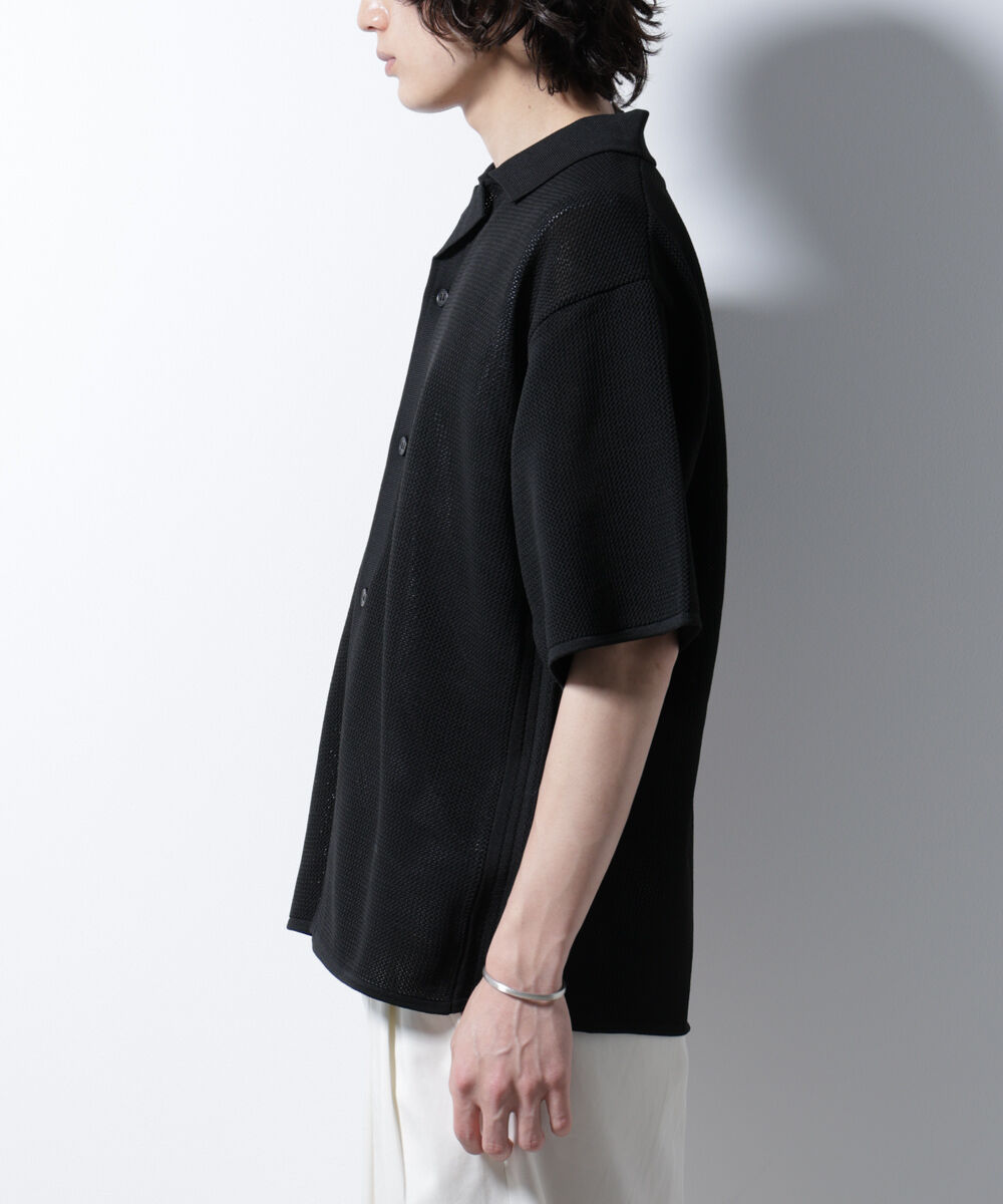 nano･universe「スポンディッシュ メッシュオープンカラーニットシャツ」|ニット・セーター|