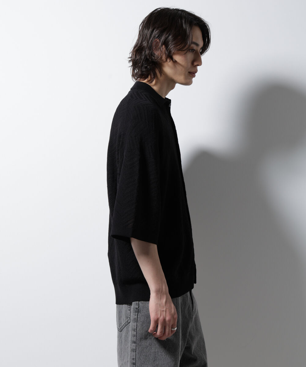 nano･universe「ハイゲージ ヘリンボーンニットシャツ」|ニット・セーター|