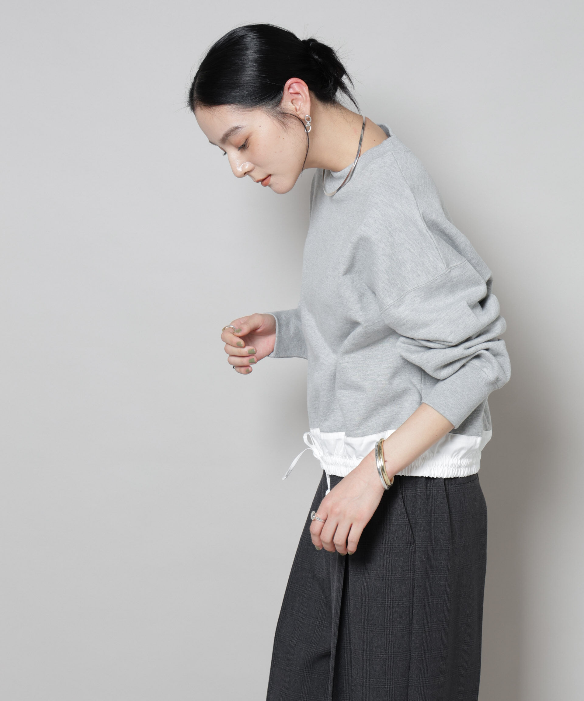 nano･universe「ブロード切替クルーネック裏毛トップス」|Tシャツ・カットソー|