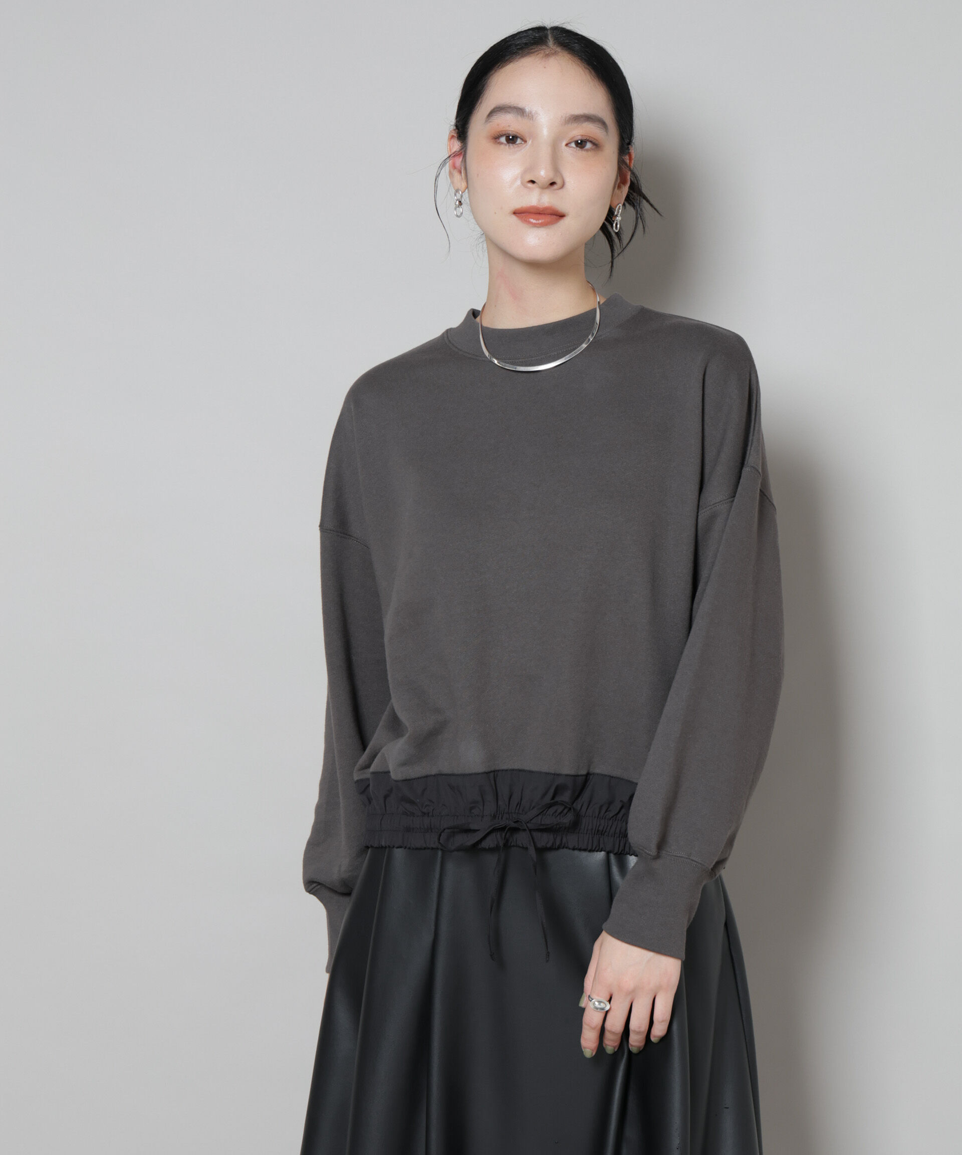 nano･universe「ブロード切替クルーネック裏毛トップス」|Tシャツ・カットソー|