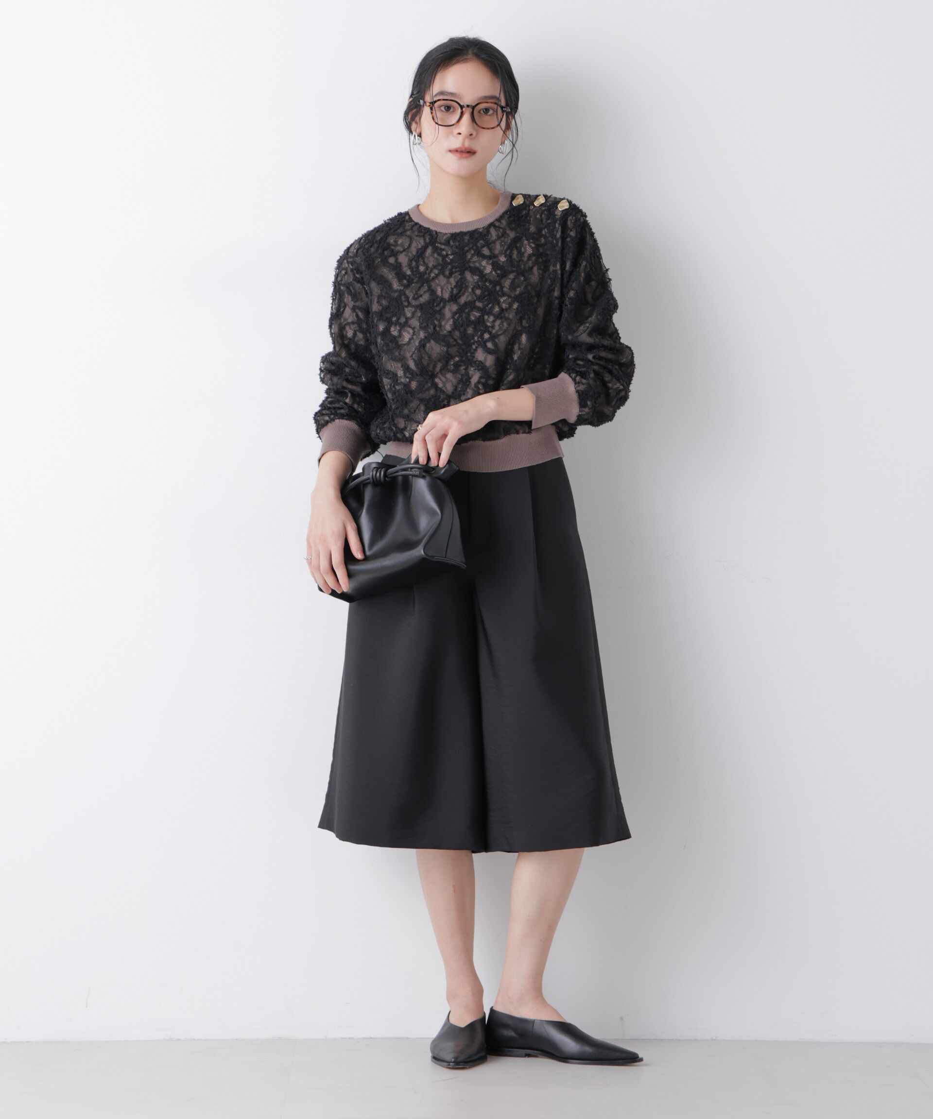 nano･universe「エアリーツイルボリュームキュロットパンツ」|チノ|