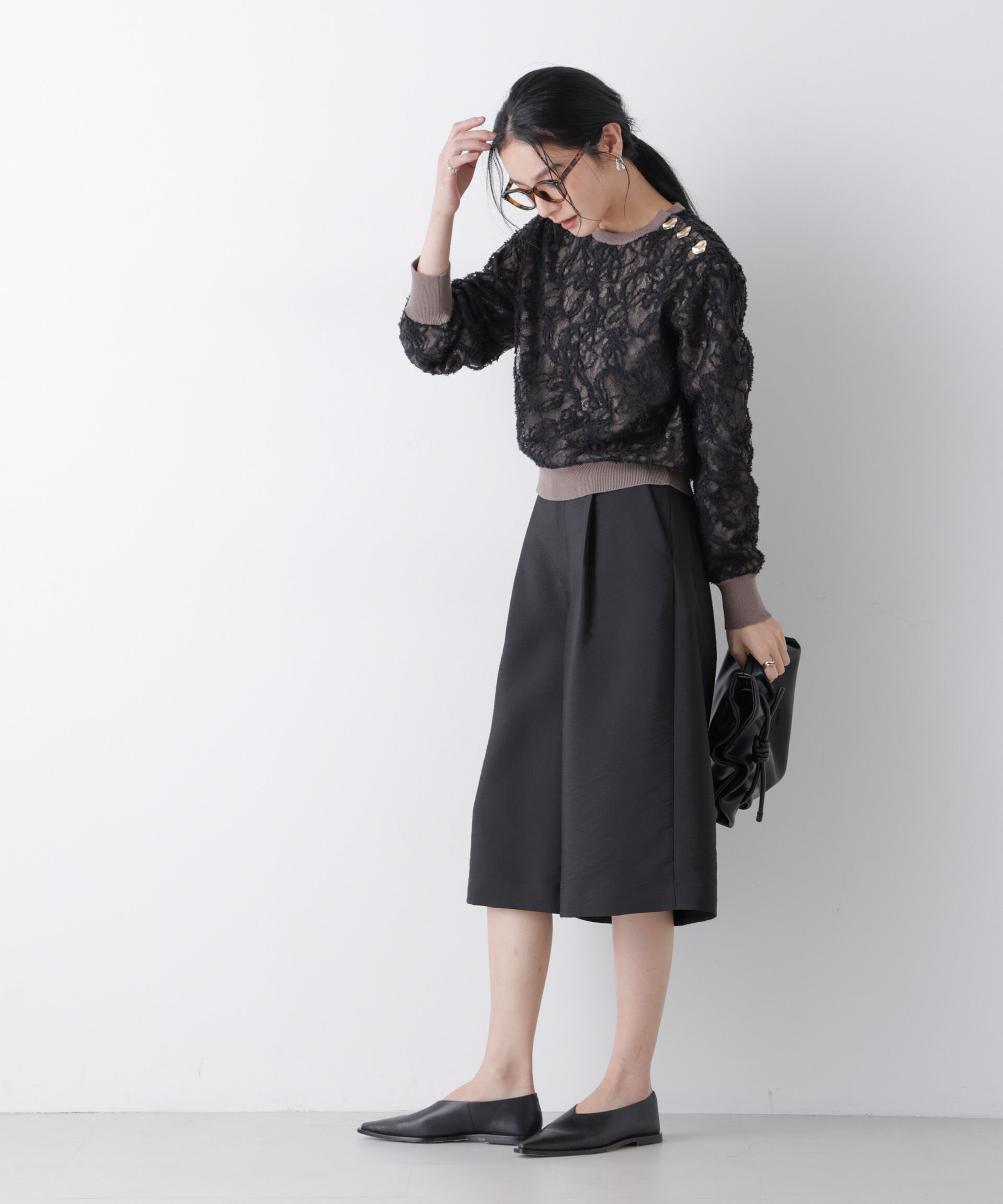 nano･universe「エアリーツイルボリュームキュロットパンツ」|チノ|