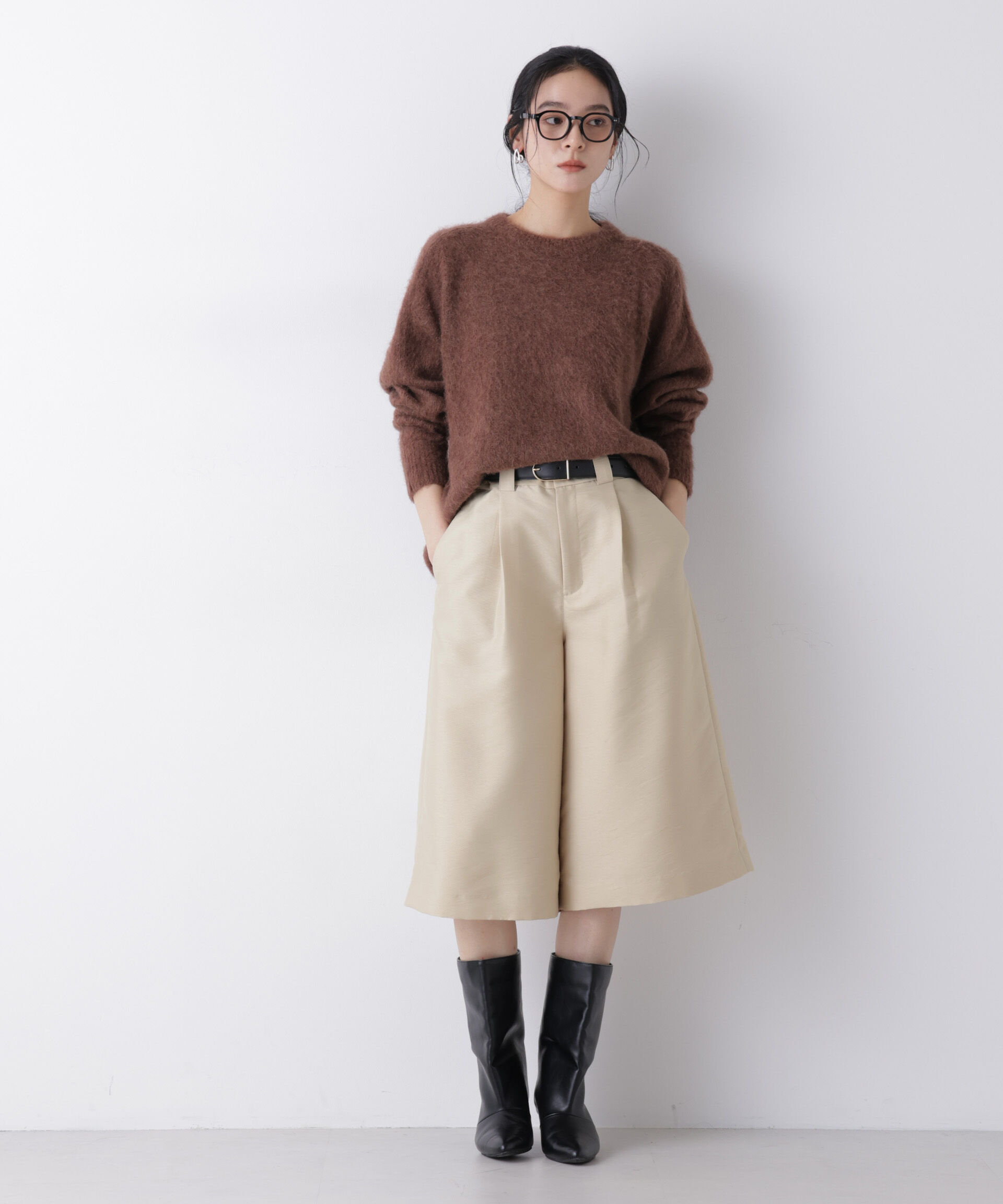 nano･universe「エアリーツイルボリュームキュロットパンツ」|チノ|