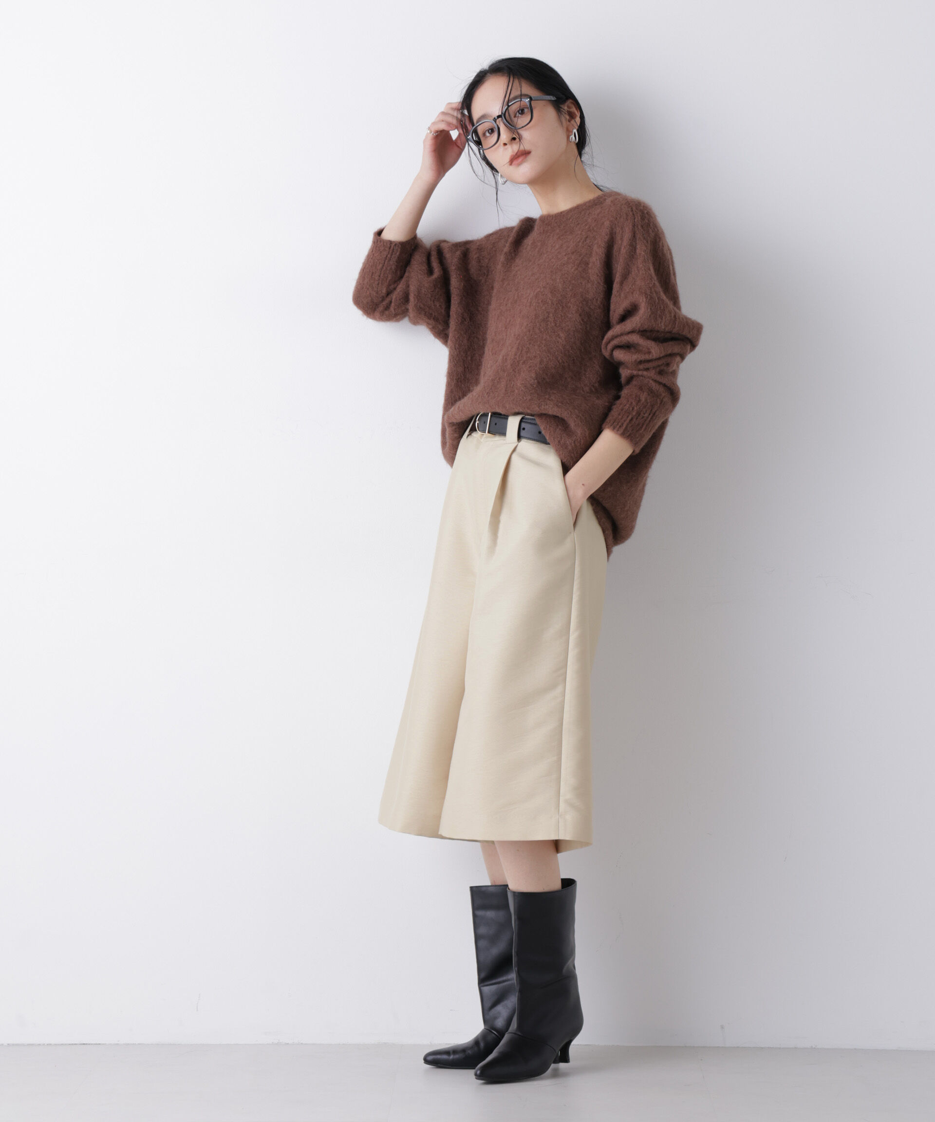 nano･universe「エアリーツイルボリュームキュロットパンツ」|チノ|