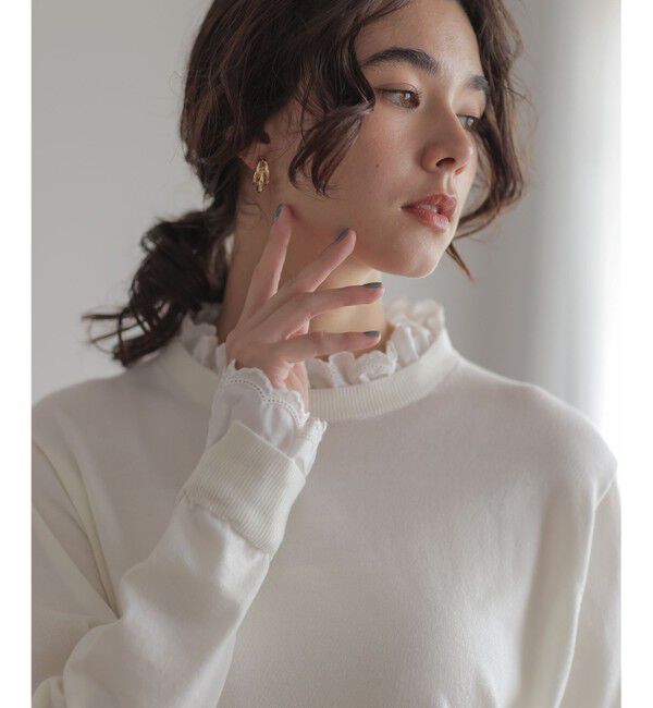 組曲「【WEB限定】レースフリルスタンド ニット」|ニット・セーター|