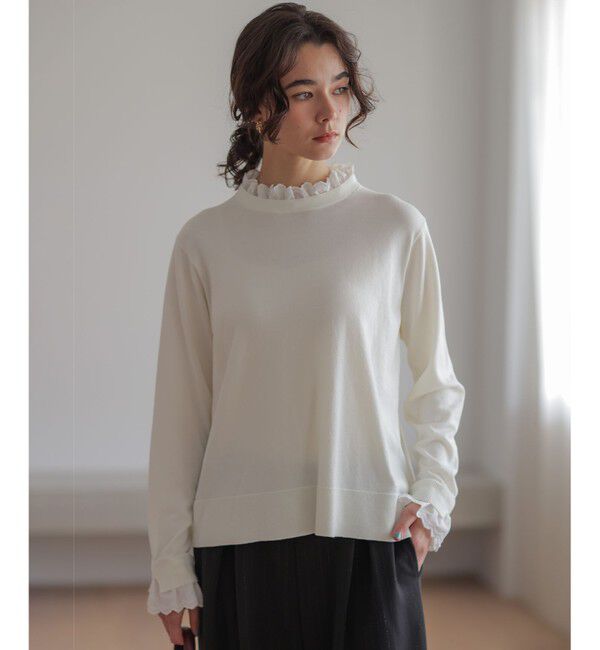 組曲「【WEB限定】レースフリルスタンド ニット」|ニット・セーター|