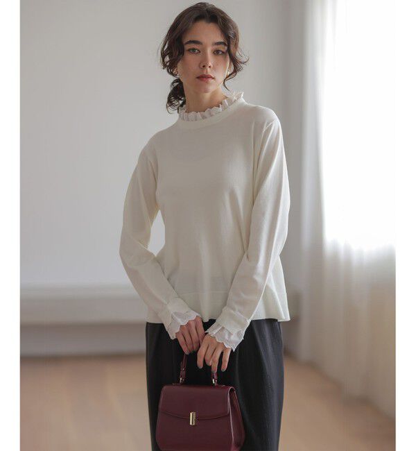 組曲「【WEB限定】レースフリルスタンド ニット」|ニット・セーター|